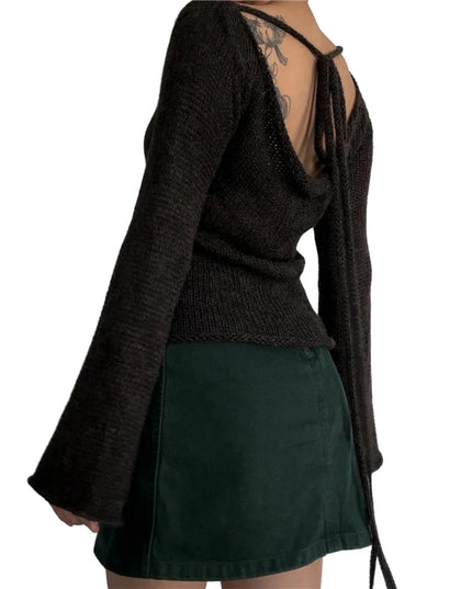 Women's Off-Shoulder Long Sleeve Knitted Sweater