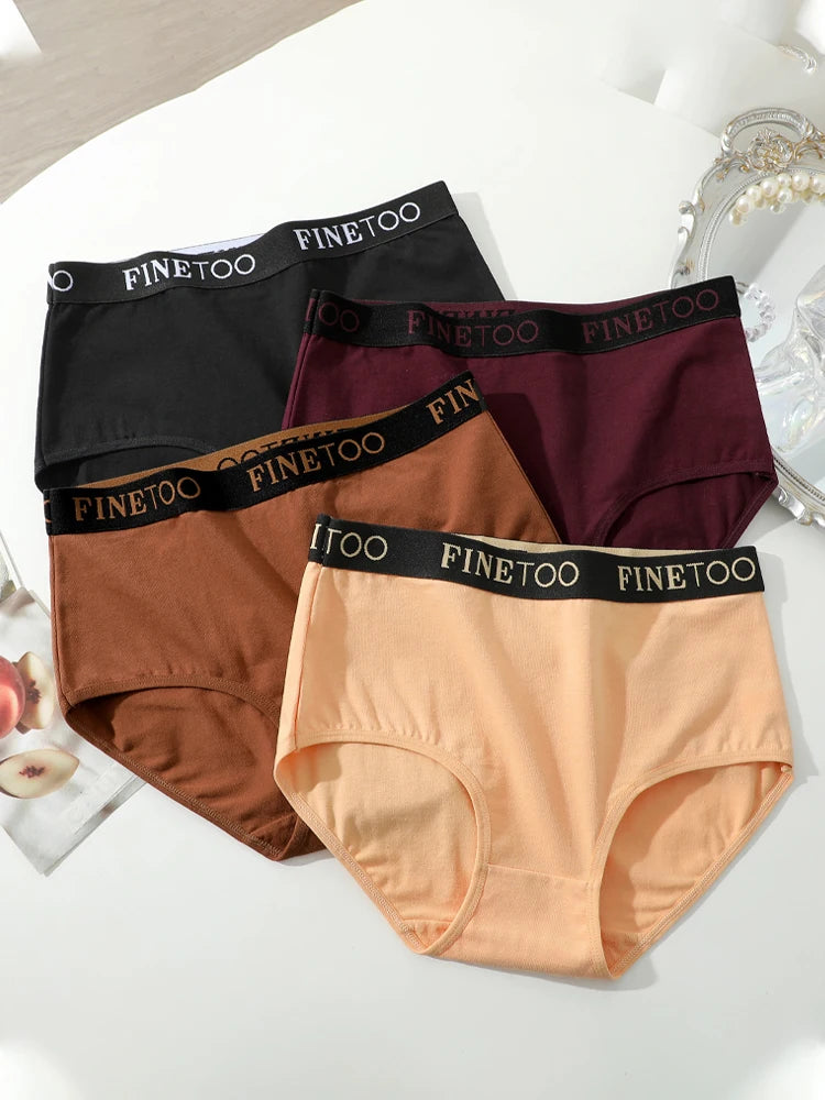 4-Piece Women's Cotton Seamless Mid-Waist Briefs Set – Breathable, Stretchy, Comfortable Underwear for Everyday Wear