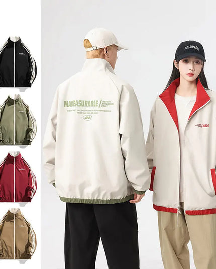 Unisex Reversible Windproof Long Sleeve Jacket - Two-Sided Design