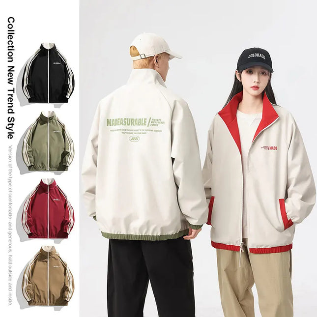 Unisex Reversible Windproof Long Sleeve Jacket - Two-Sided Design