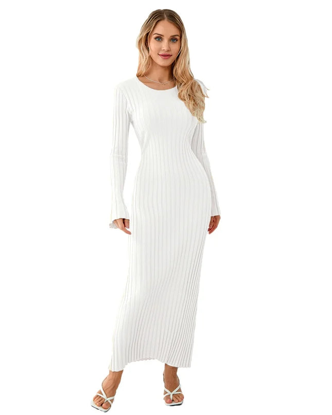Elegant Women’s Knit Long Sleeve Bodycon Dress – Stylish & Comfortable Long Sleeve Midi Dress for Women