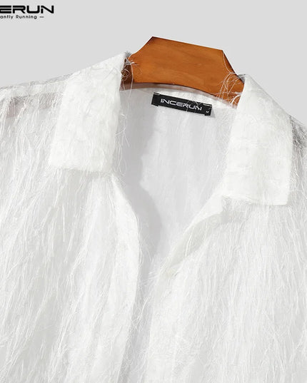 Men's Tassel Chiffon Shirt with Transparent Lapel