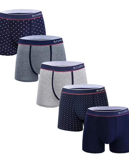 Men's Cotton Boxer Shorts - 5-Pack Comfortable Underwear for All-Day Wear