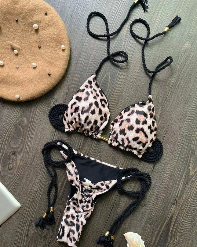 Leopard Pattern Bikini Set Women's Swimsuit Beachwear