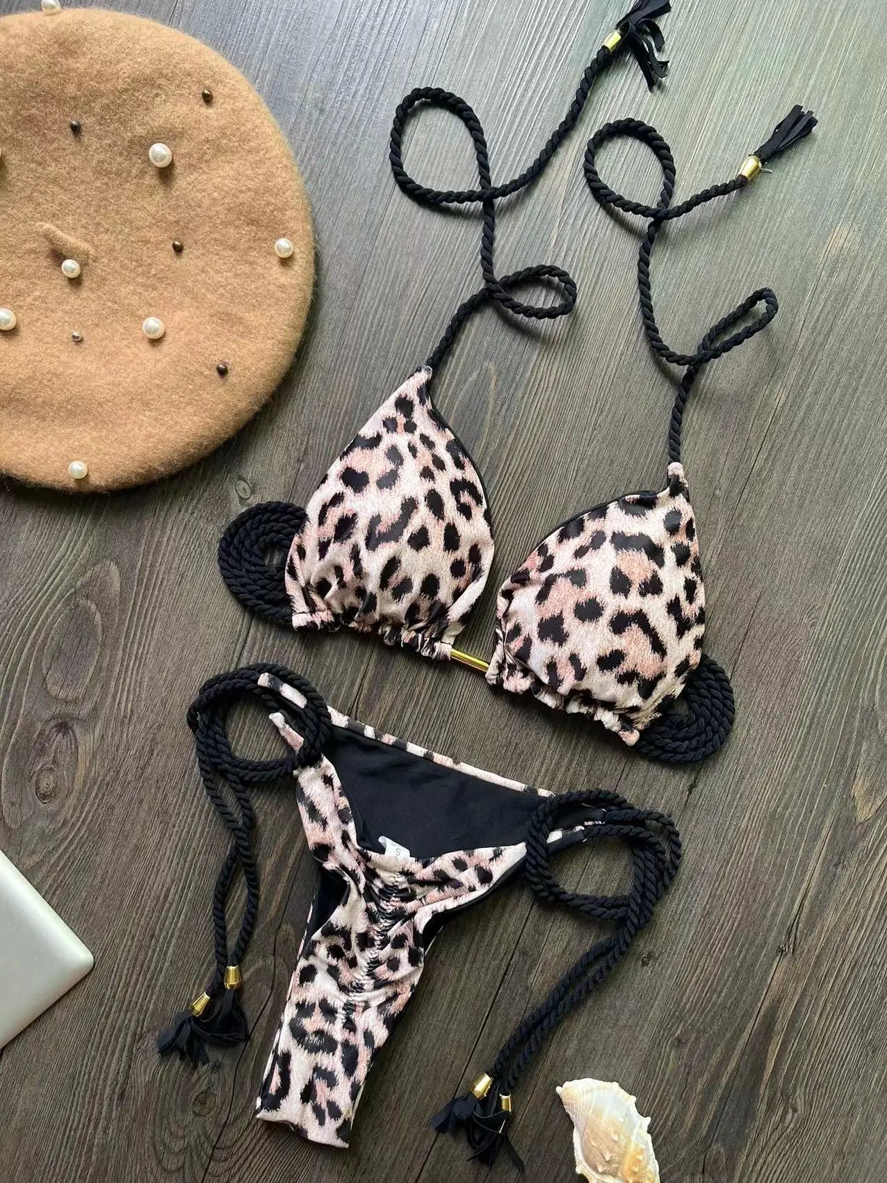 Leopard Pattern Bikini Set Women's Swimsuit Beachwear