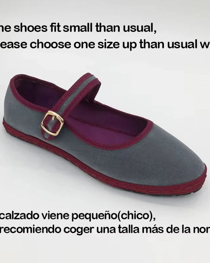 Velvet Mary Jane Flats for Women - Hand-Stitched Casual Shoes