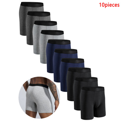 10-Pack Men’s Cotton Mid-Long Boxer Shorts – Comfortable & Breathable Underwear for Men