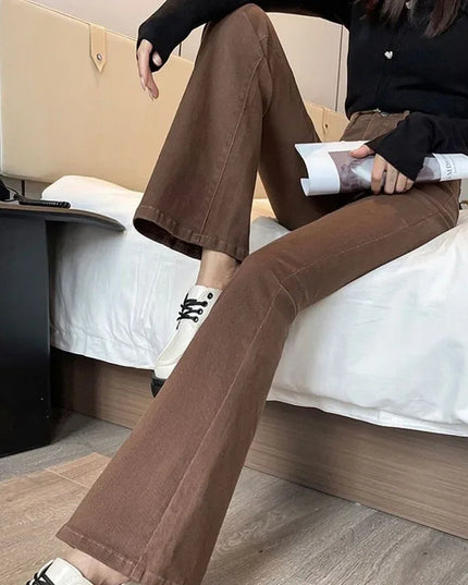 High Waist White Jeans for Women - Slim Fit Flared Denim Pants