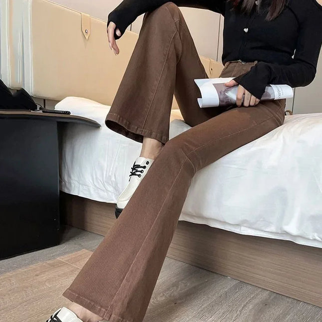 High Waist White Jeans for Women - Slim Fit Flared Denim Pants