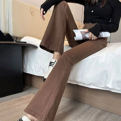 High Waist White Jeans for Women - Slim Fit Flared Denim Pants