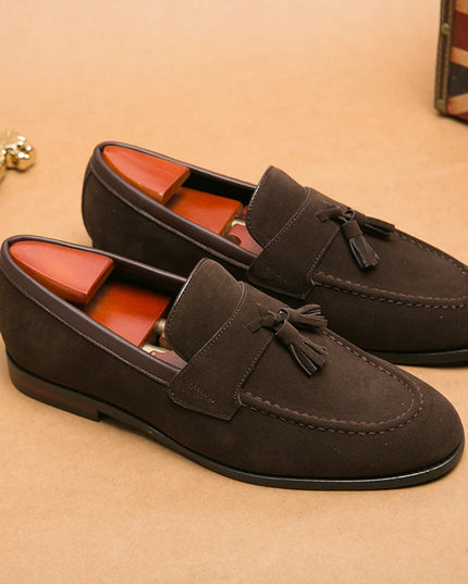 Men's Faux Suede Tassel Loafers – Comfortable Casual Flats for Men