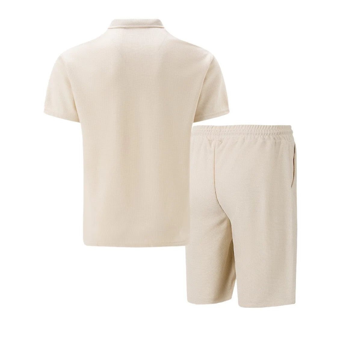 Men's Two-Piece Zip-Up Lapel T-Shirt and Shorts Set - Casual Summer Activewear