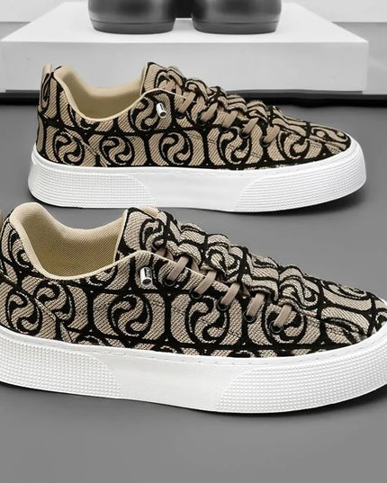 Men's Canvas Low Top Sneakers - Flat Sole, Vulcanized Style