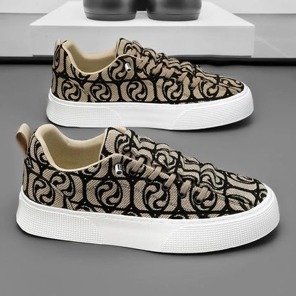Men's Canvas Low Top Sneakers - Flat Sole, Vulcanized Style