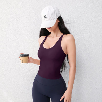 Women's U-Neck Sport's Vest with Chest Padding and Breathable Fabric