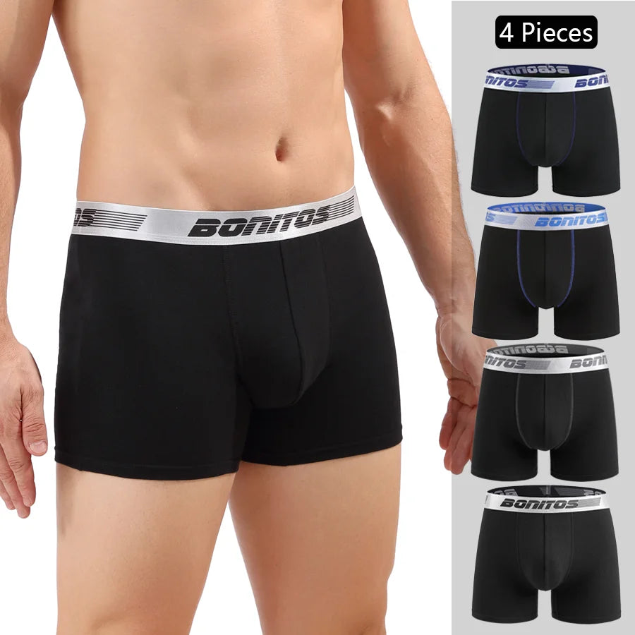 Men's Cotton Boxer Shorts - 4-Pack Comfortable Underwear for All-Day Wear