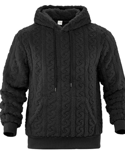 Men's Vintage Jacquard Textured Fleece Hoodie Sweater