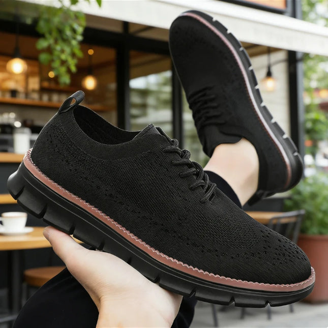 Men's Breathable Casual Shoes with Shock Absorption and Lace-Up Design