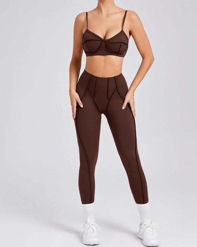 Women's Seamless 2-Piece Yoga Set - High-Waist Leggings and Bra for Fitness & Activewear