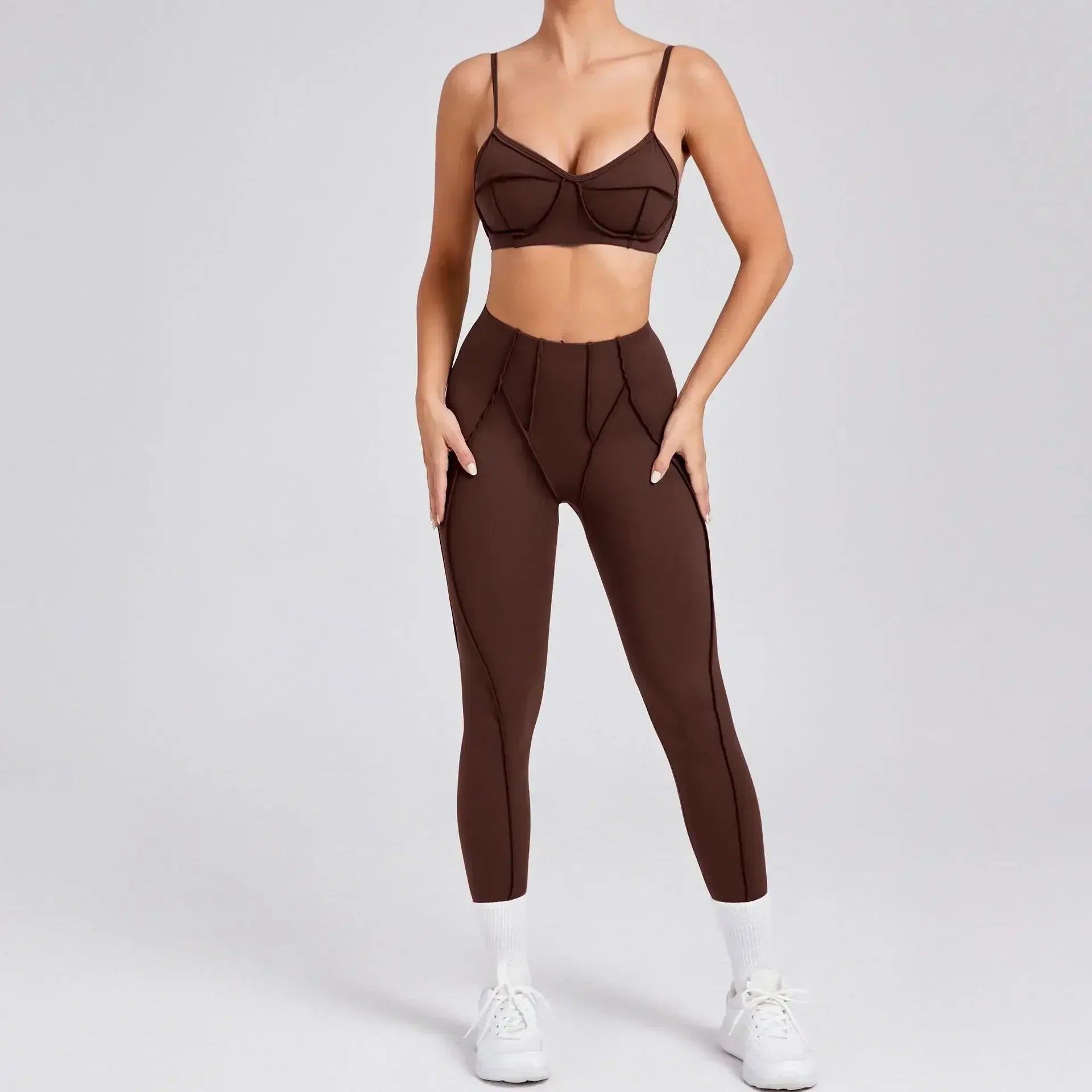 Women's Seamless 2-Piece Yoga Set - High-Waist Leggings and Bra for Fitness & Activewear