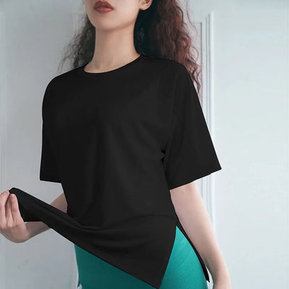 Women's Mesh Stitching Sports T-Shirt - Loose Fit, Quick Dry Activewear