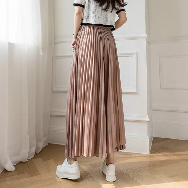 Elegant Women’s Chiffon High-Waist Wide-Leg Pants - Pleated & Loose Fit