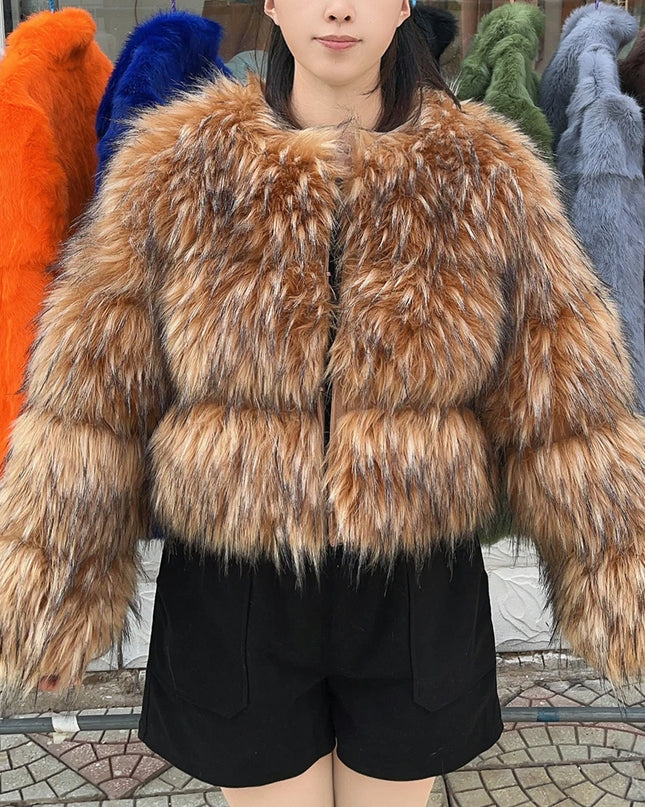 Women's Thick Warm Faux Fur Coat - Various Colors