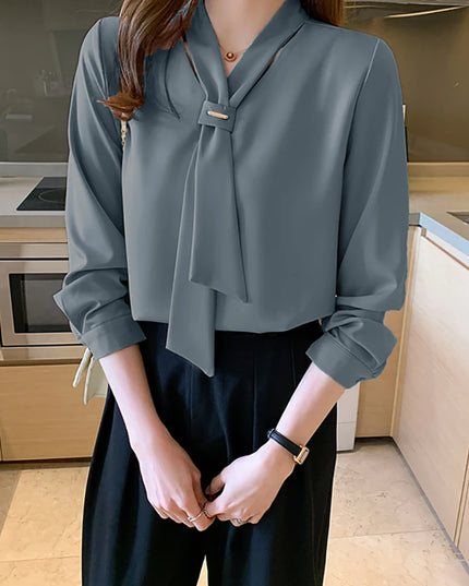 Women's Long Sleeve Chiffon Blouse Shirt
