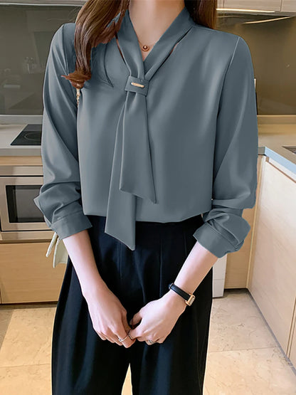 Women's Long Sleeve Chiffon Blouse Shirt