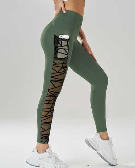 High Waist Women's Leggings with Side Mesh