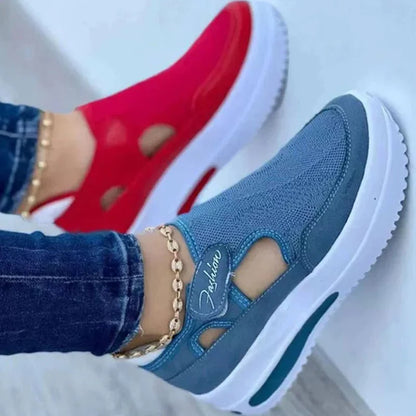 Women's Breathable Vulcanized Platform Sneakers – Stylish and Comfortable Footwear