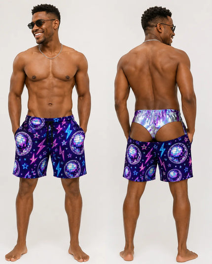 Men’s Custom Swim Trunks with a Faux Underwear Design