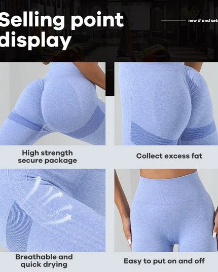 Womens Two-Piece Seamless High-Stretch Workout Outfit Set