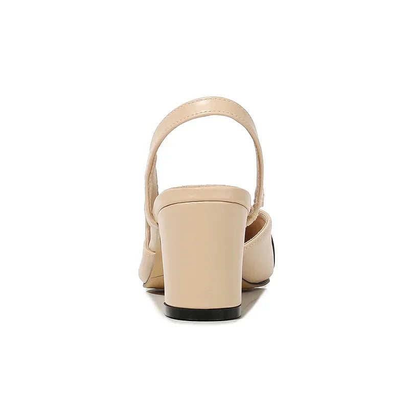 Women's Faux Leather Mid-Heel Sandals