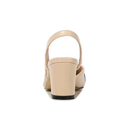 Women's Faux Leather Mid-Heel Sandals