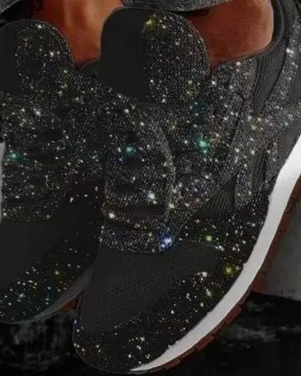Women's Glitter Lace-Up Vulcanized Sneakers