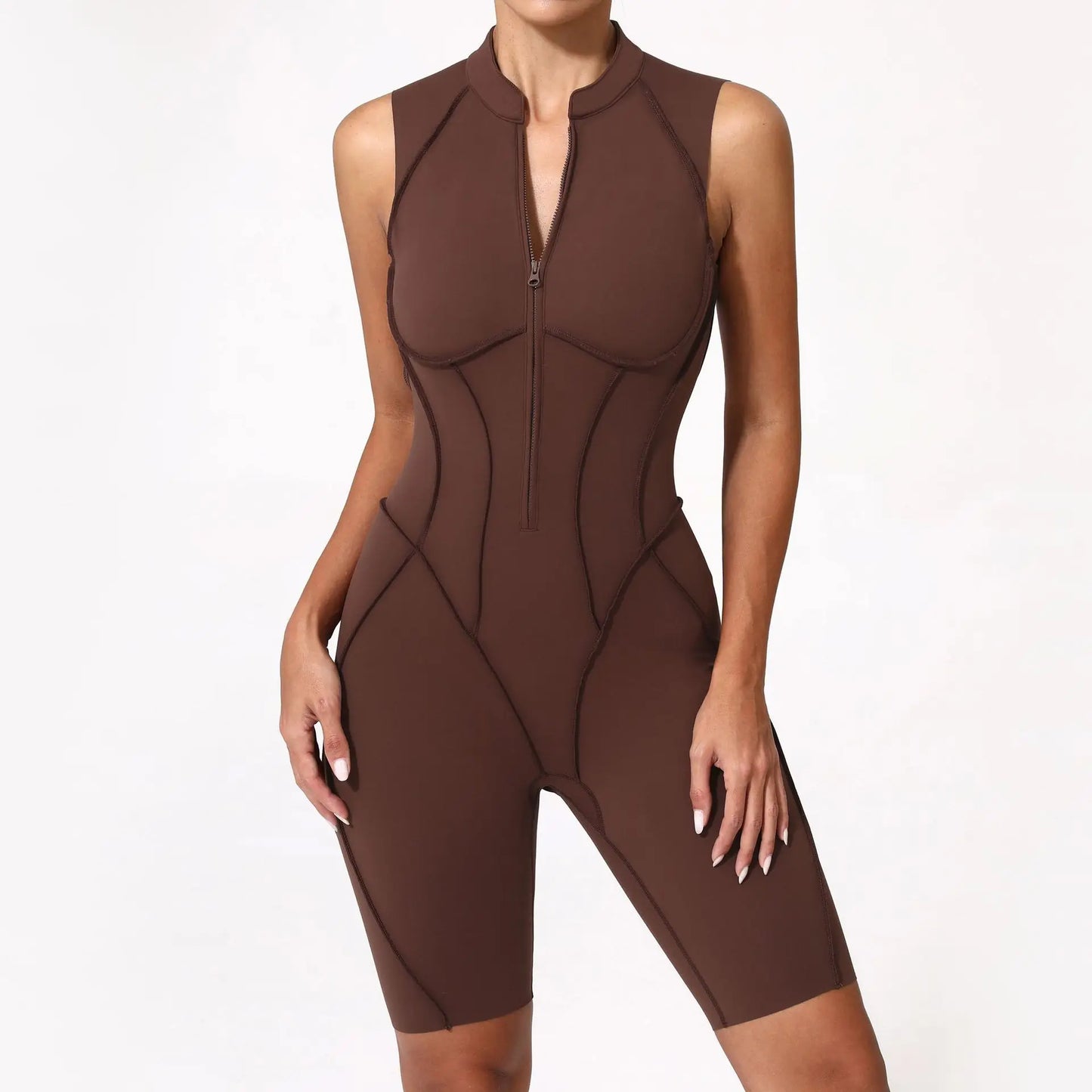 Women's Fitness Jumpsuit with Zipper - Activewear Bodysuit for Workout & Gym