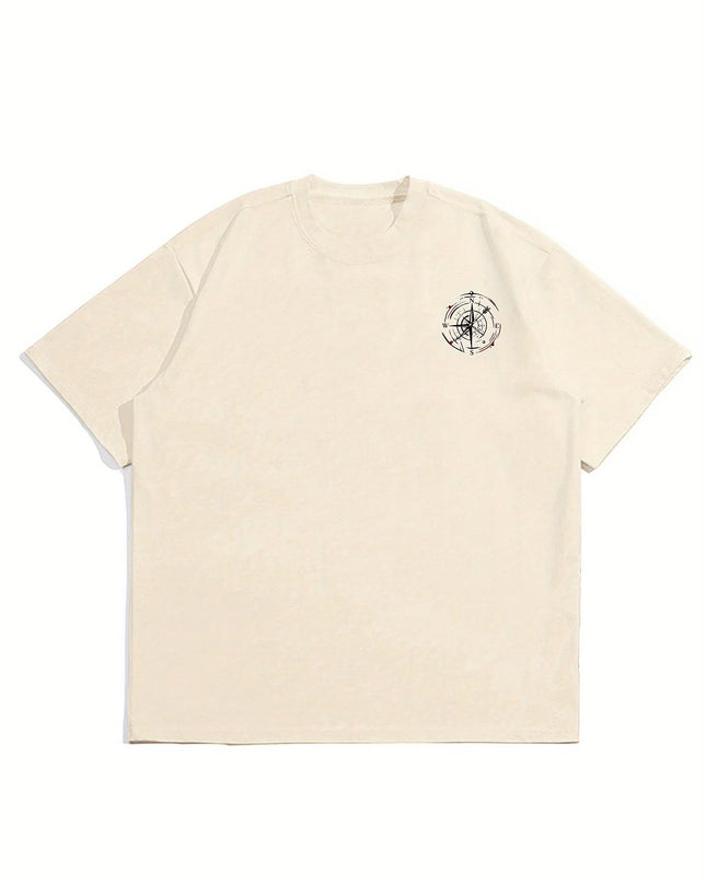 Men's Breathable Compass Pattern Printed T-Shirt