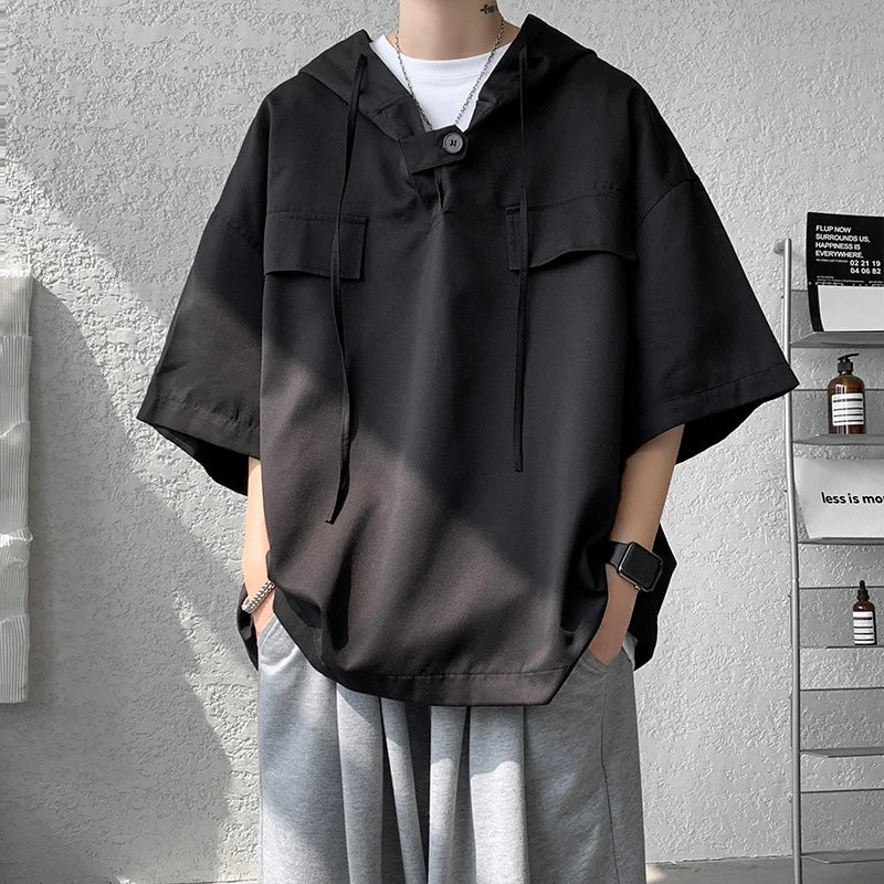 Hooded Men's Loose Fit Shirt