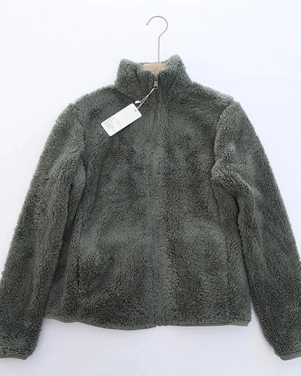 Women's Thick Fleece Zip Jacket with Stand Collar