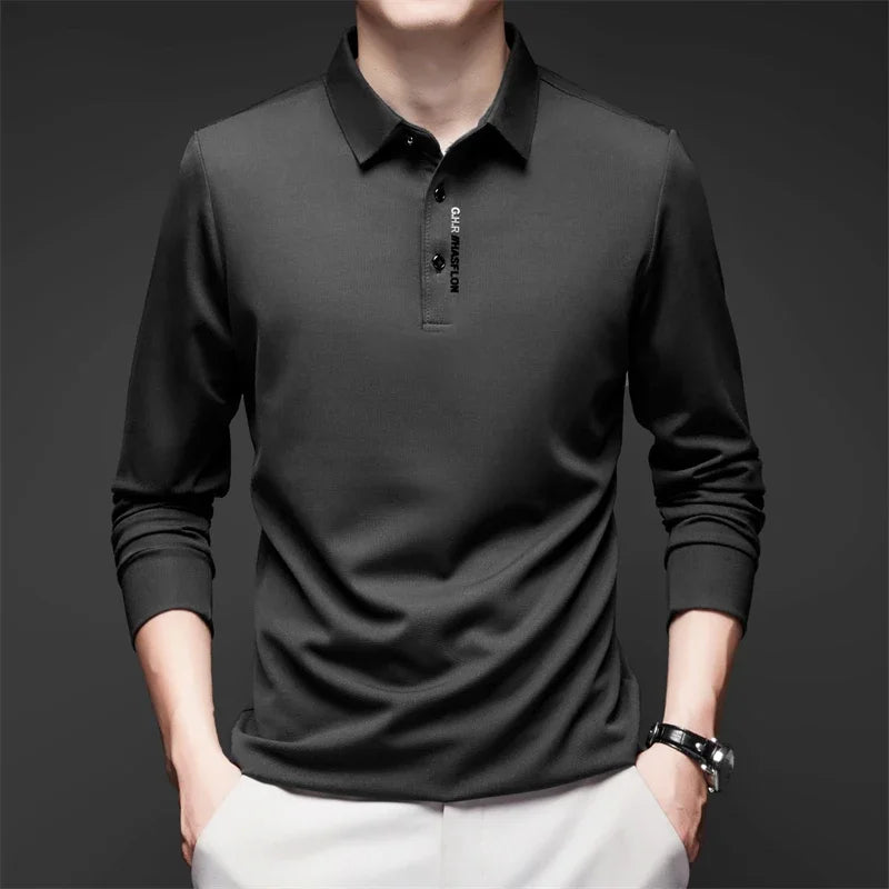 Men's Breathable Casual Long Sleeve Polo Shirt