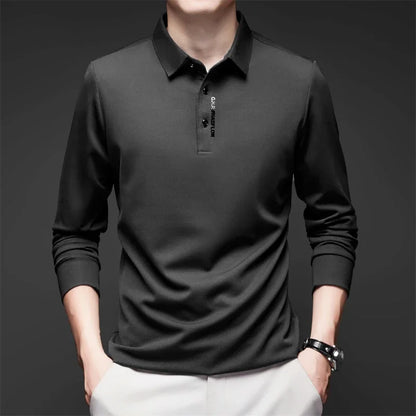 Men's Breathable Casual Long Sleeve Polo Shirt