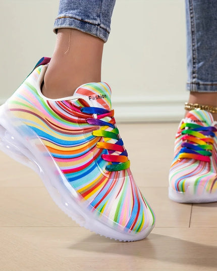 Women's Rainbow Stripe Casual Sneakers