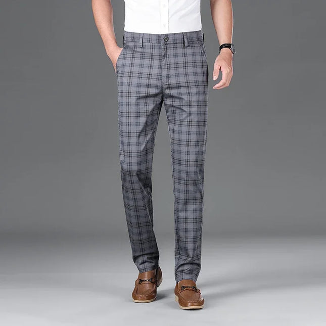 Men's Classic Checkered Straight Casual Pants