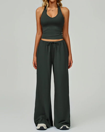 Women's 2/3PCS Cropped Sweater Vest & Loose Sweatpants Set