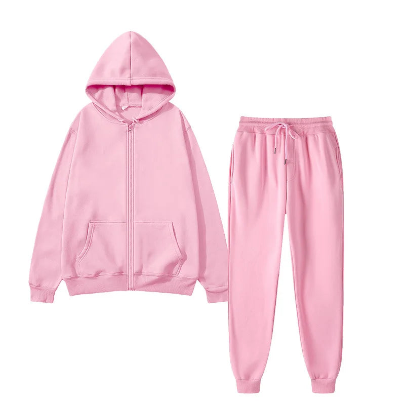 Unisex Two-Piece Hooded Sweater and Sweatpants Set - Casual Lounge Wear, Athletic Activewear, Comfortable Fit