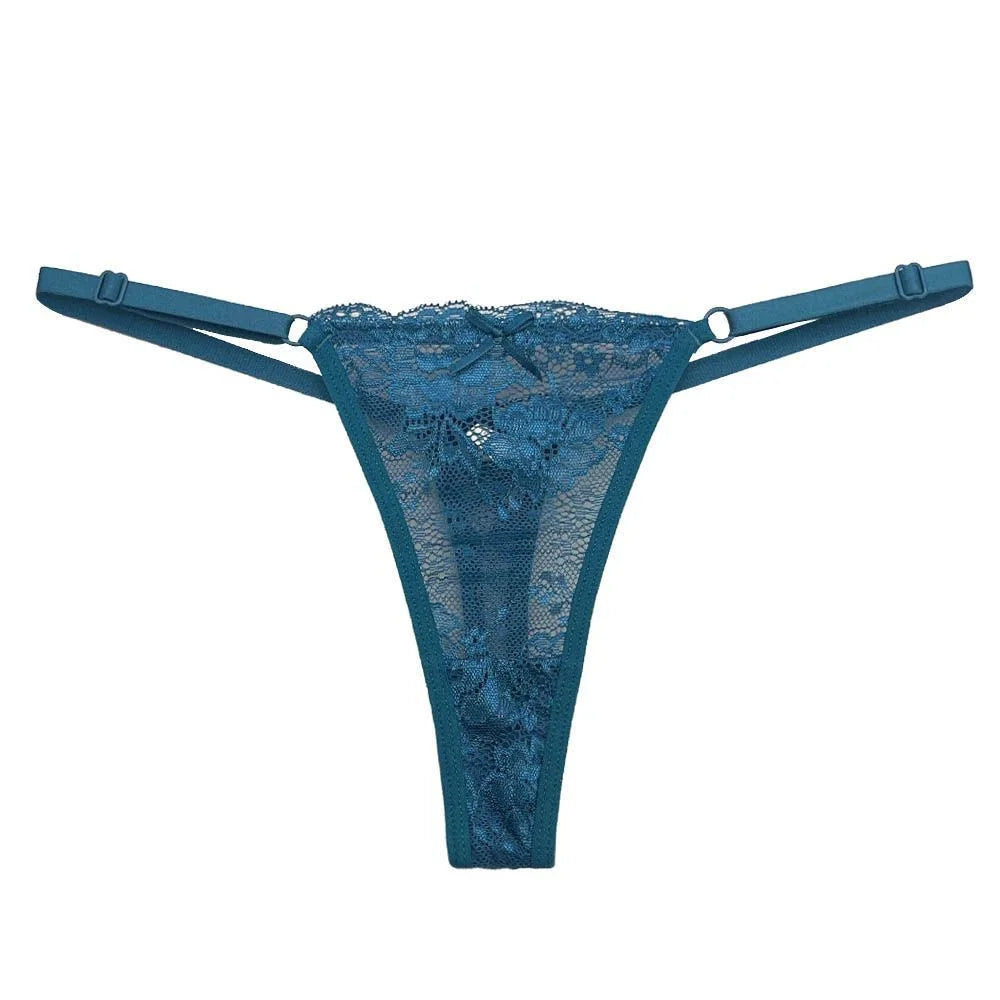 13PCS Women's Adjustable Waist Jacquard Lace G-String Panties - Low-Rise