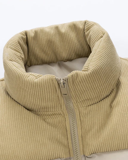 Warm Men's Cotton-Padded Vest Jacket with Full Zipper