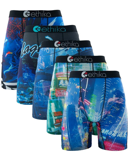 ETHIKA 5-Piece Men's Breathable Mesh Crotch Boxer Briefs