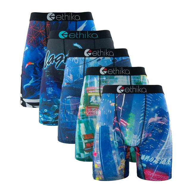 ETHIKA 5-Piece Men's Breathable Mesh Crotch Boxer Briefs